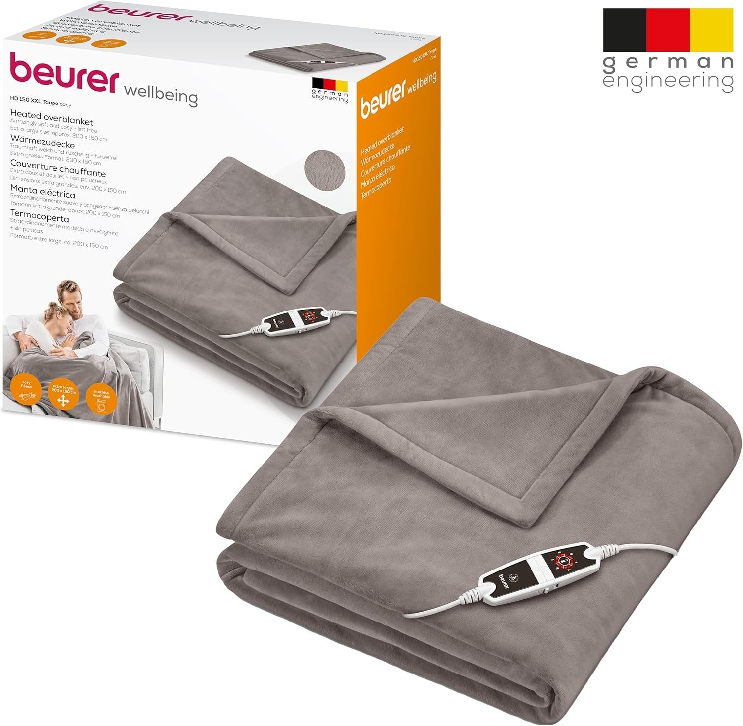 XXL Electric Heated Throw Blanket Soft Fleece 6 Heat Auto Shut Off Washable