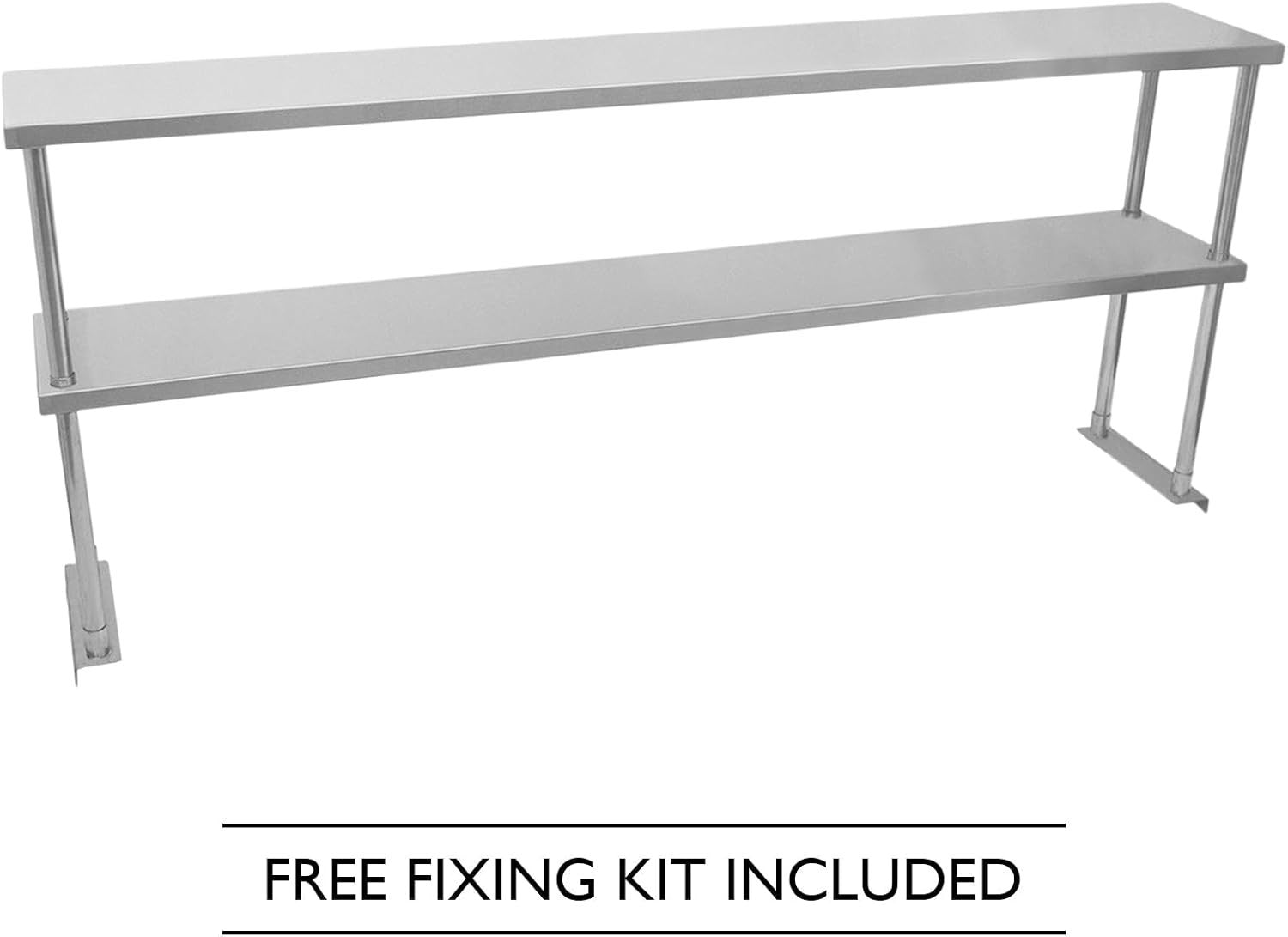 6FT Stainless Steel Prep Table with Single Overshelf 350kg Catering Workbench