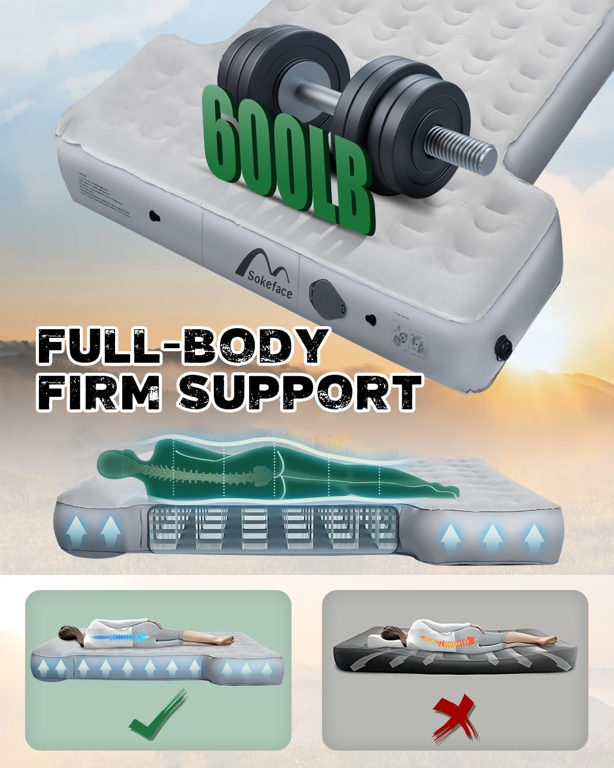 Heavy-Duty Truck Bed Air Mattress 5.5-5.8ft Inflatable Camping Bed