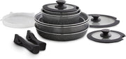 13pcs Graphite Non Stick Cookware Set  Stackable Pans with Detachable Handle