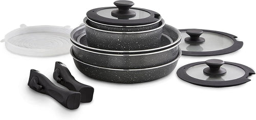 13pcs Graphite Non Stick Cookware Set  Stackable Pans with Detachable Handle