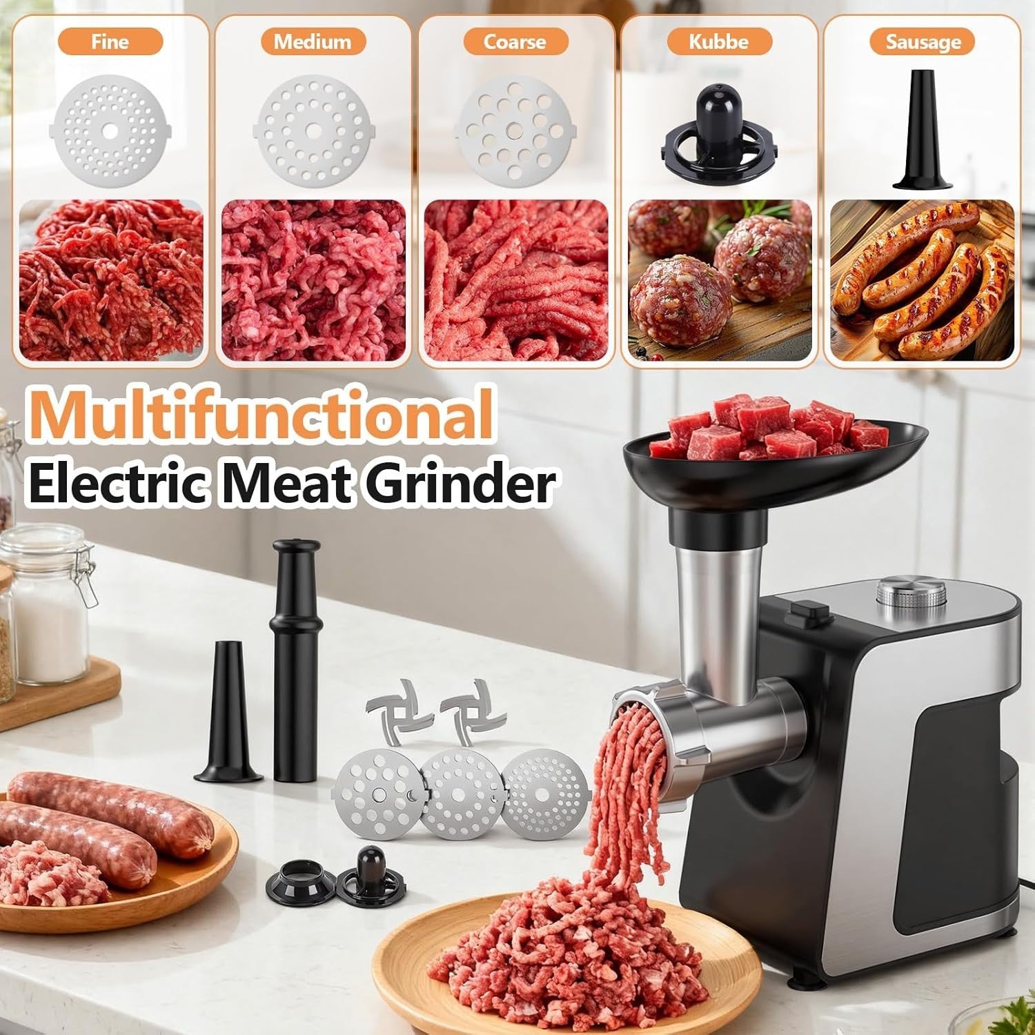 4 in 1 Electric Meat Grinder Sausage Maker Cheese Grater Mincer