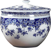 Blue Ceramic Rice Storage Jar Airtight Grain Container with Lid
