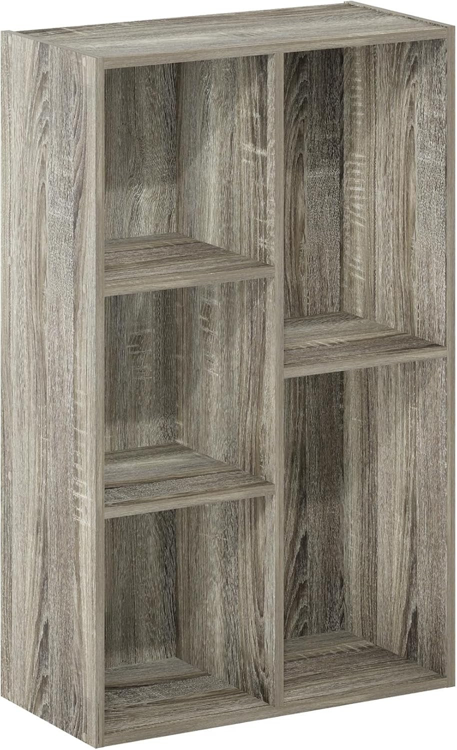 5 Cube Bookcase Storage Open Shelf Compact Organizer Bookshelf Display Oak