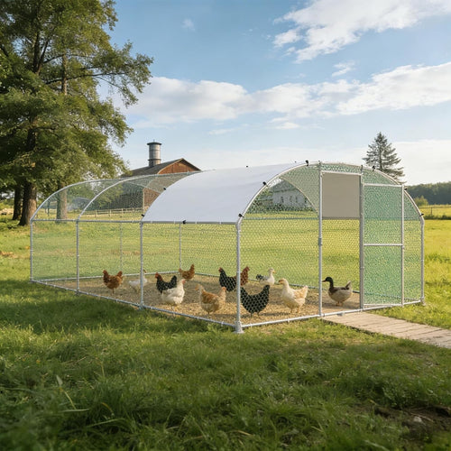 Extra Large Walk In Chicken Run 3x6m Galvanised Metal Enclosure Roof