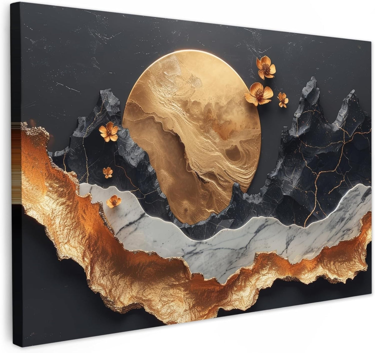 Gold Abstract Canvas Wall Art 60x40cm Framed Modern Luxury Print