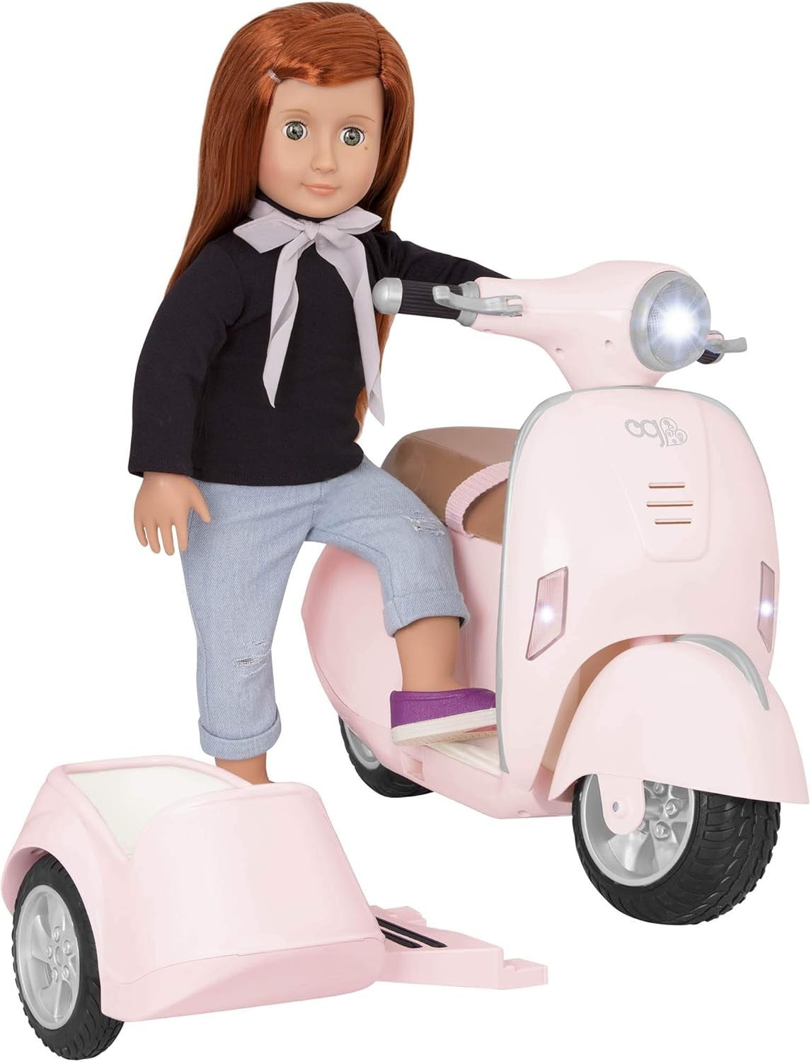 46cm Doll Scooter with Sidecar Lights Sounds Helmet Accessories