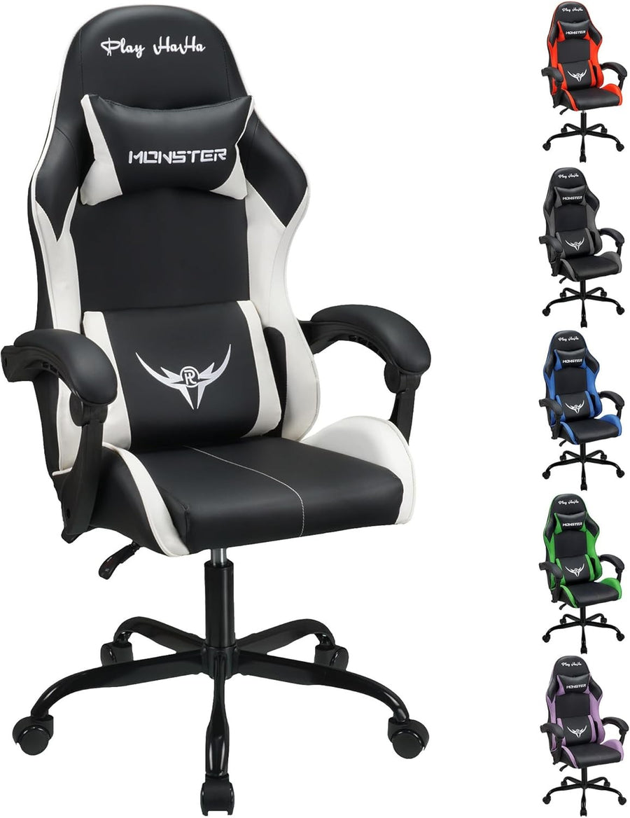 Ergonomic Gaming Chair High Back Racing Desk Chair 150kg PU Leather White