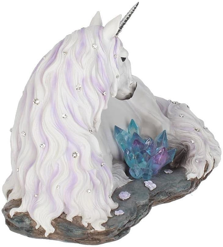 Unicorn Figurine 19cm Resin Ornament Crystal Jewels White Fantasy Decor Gift