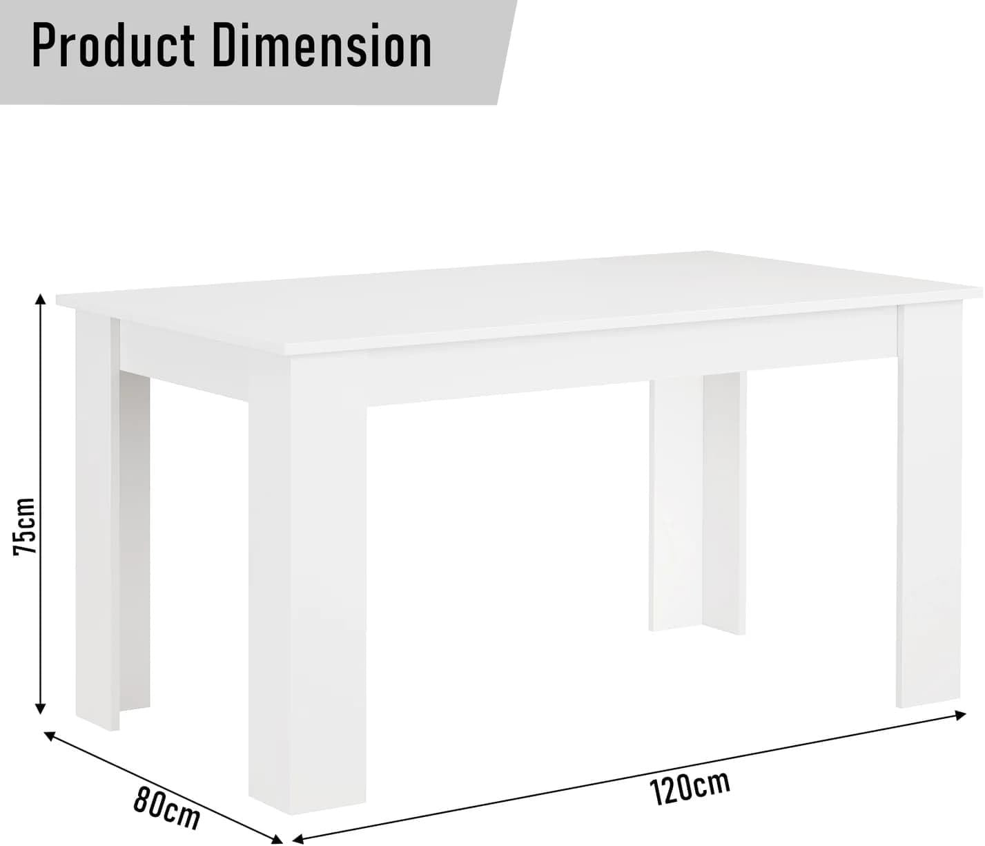 Modern White PU Leather Dining Table Set 4 Chairs 120x80cm Kitchen Room