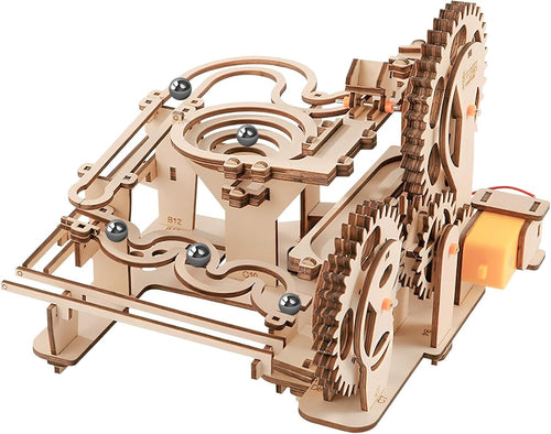 3D Wooden Marble Run Puzzle – 253pcs STEM Kit, Self Assembly, Gear Drive