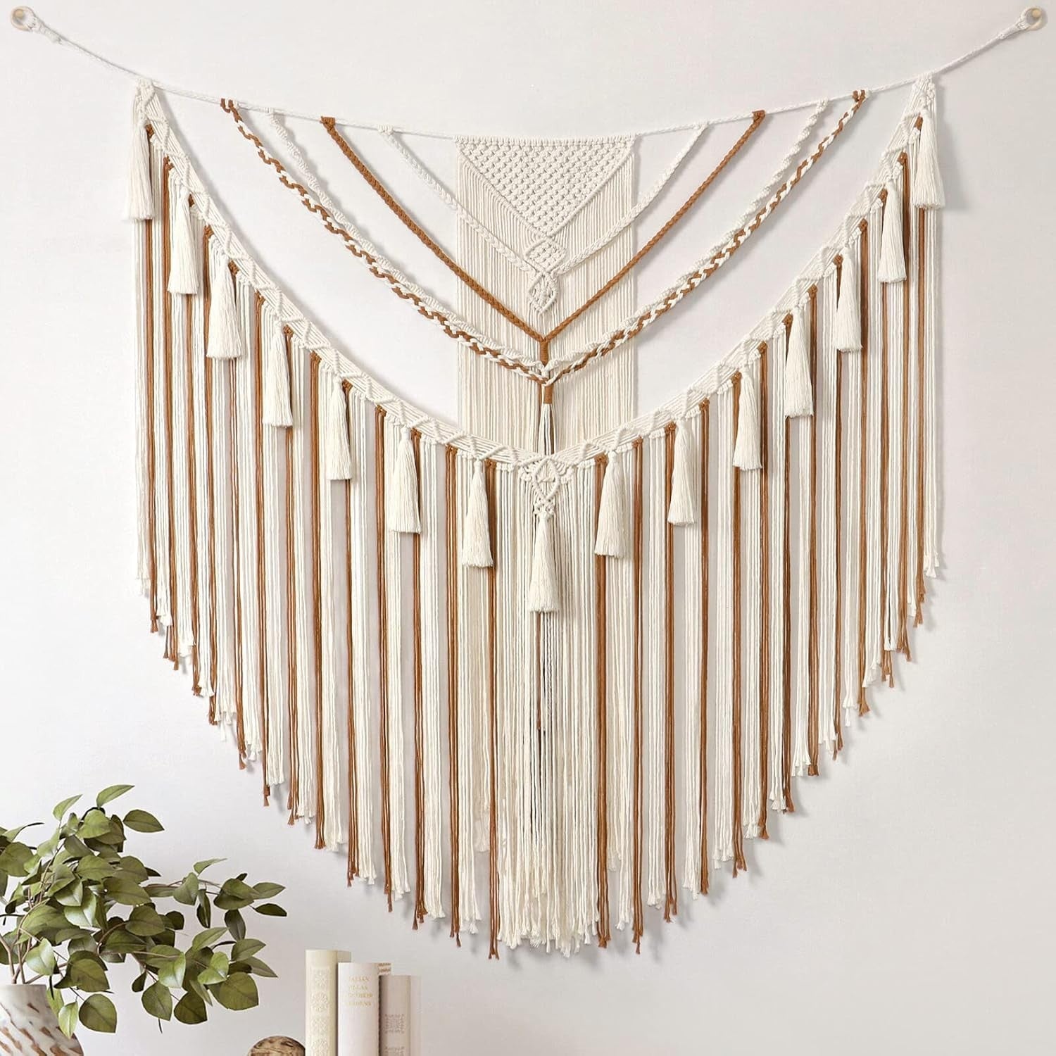 Large Boho Macrame Wall Hanging 43"x35" Geometric Woven Decor