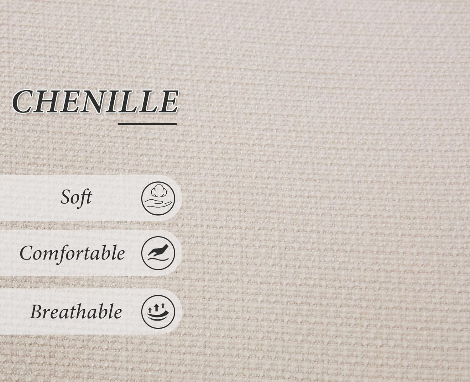 Modern Beige Chenille Tub Chair Wooden Legs Lounge Armchair Bedroom