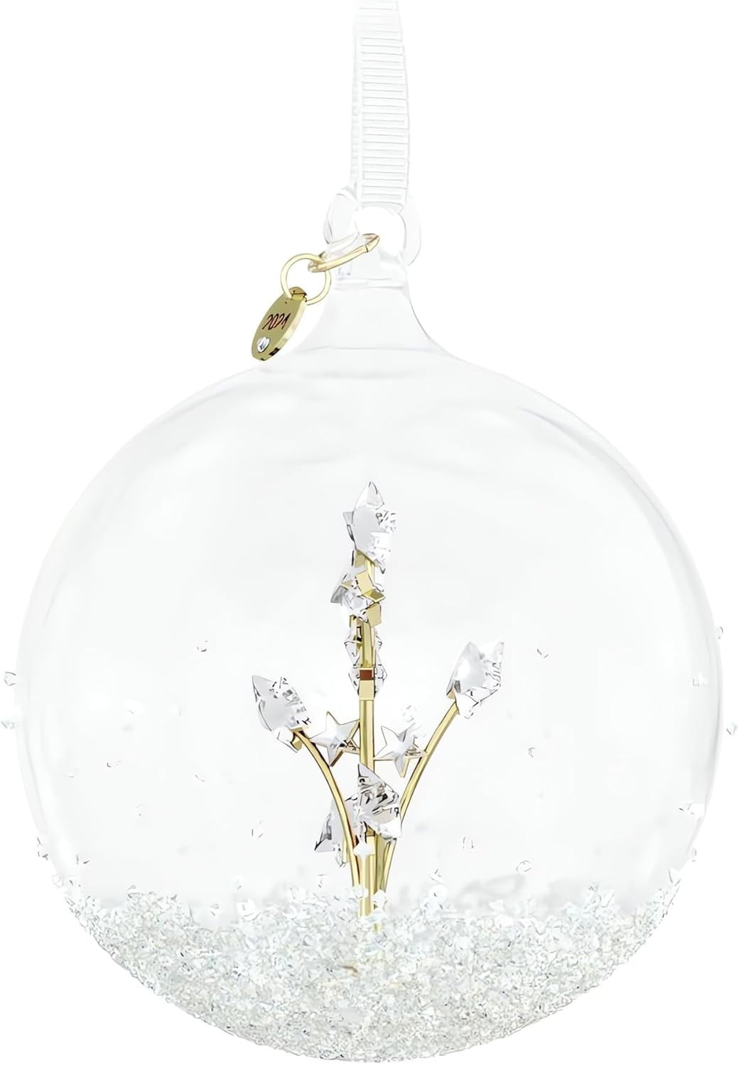 Luxury Crystal Firework Bauble 2024 • Clear Ornament with Gold Accents