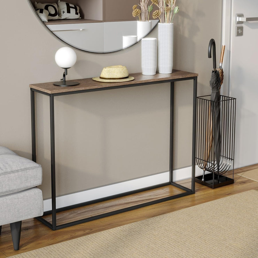 Sleek Wooden Hallway Console Table 24x100x75cm Metal Legs - Stylish Storage