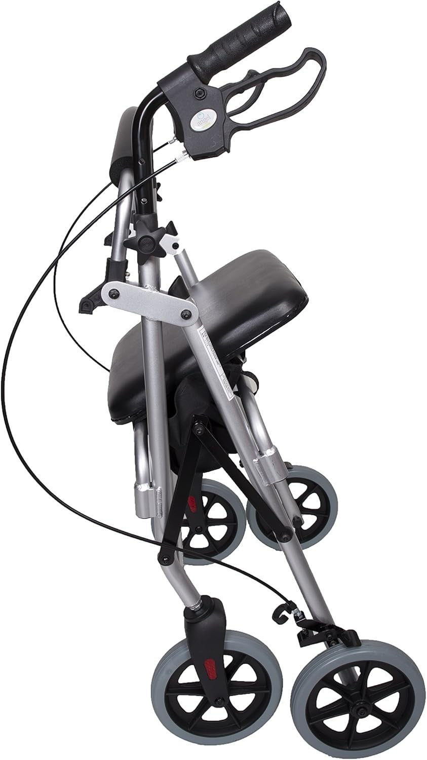 Lightweight 4 Wheel Rollator Walker with Seat Folding Aluminium Brakes