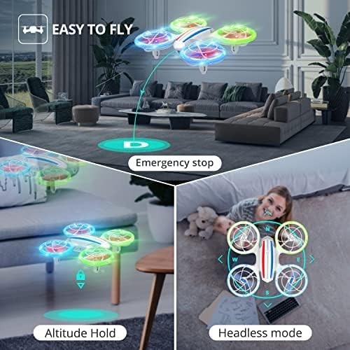 Mini Drone 720P HD Camera for Kids, LED Lights, Voice & Gesture Control