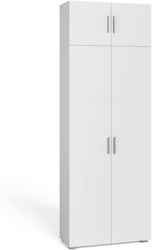 Large White Office File Cabinet with Lockable Doors & Storage – 80x223 cm