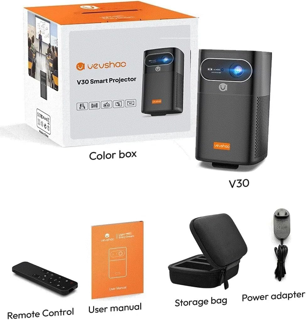 Portable 1080P Smart Projector 4K 3D Android WiFi Battery
