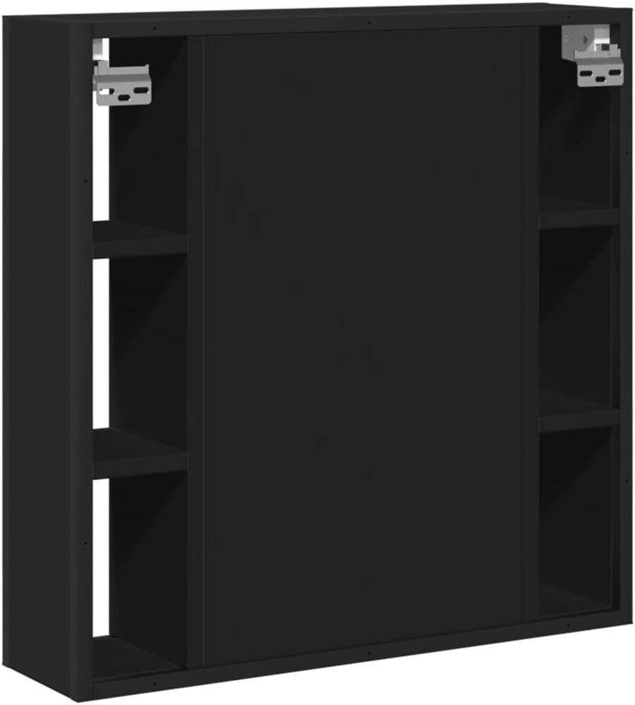 Wall Mounted Bathroom Mirror Cabinet Black | 60x16x60cm | Storage Shelves