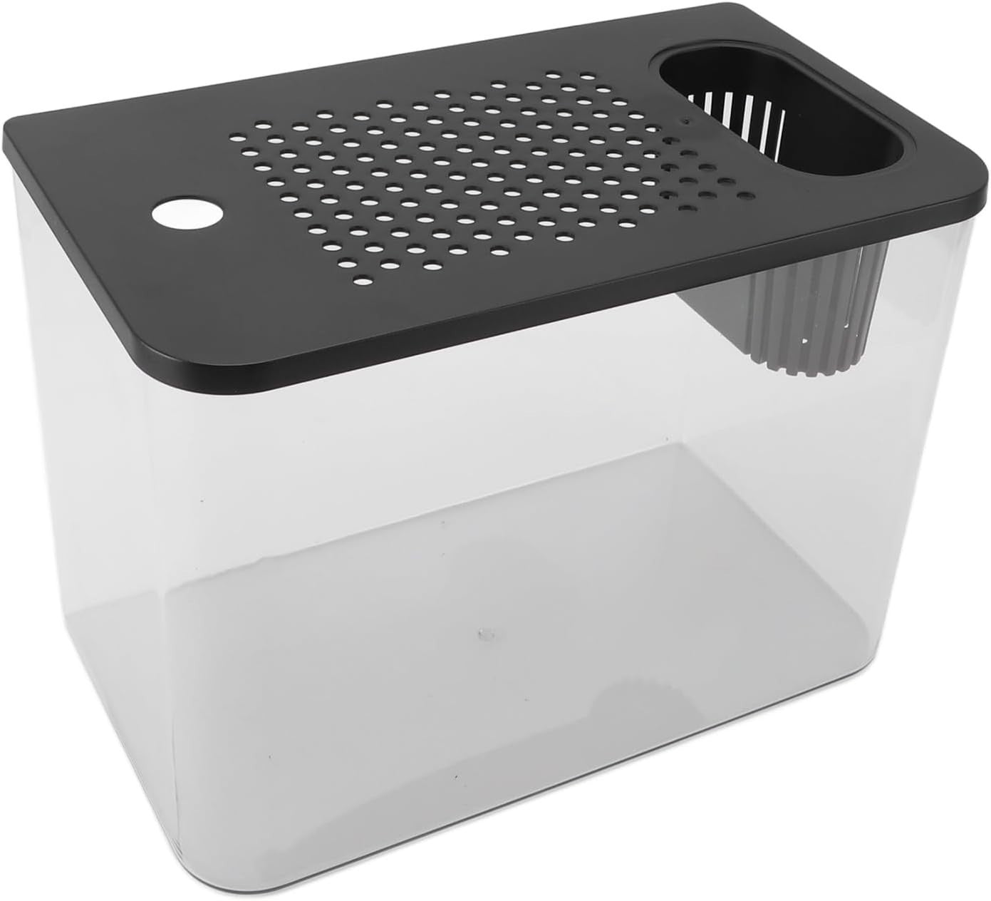 Desktop Betta Fish Tank Mini Aquarium Bowl with Lid Clear Plastic Black