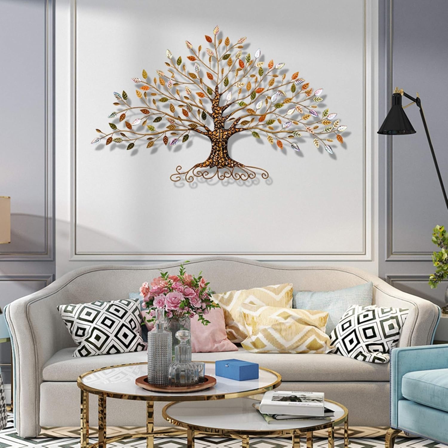 Large Tree of Life Metal Wall Art 3D Iron 77x45cm