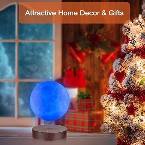 Magnetic Levitating 3D Moon Lamp, Floating Rotating LED Table Light Touch Base