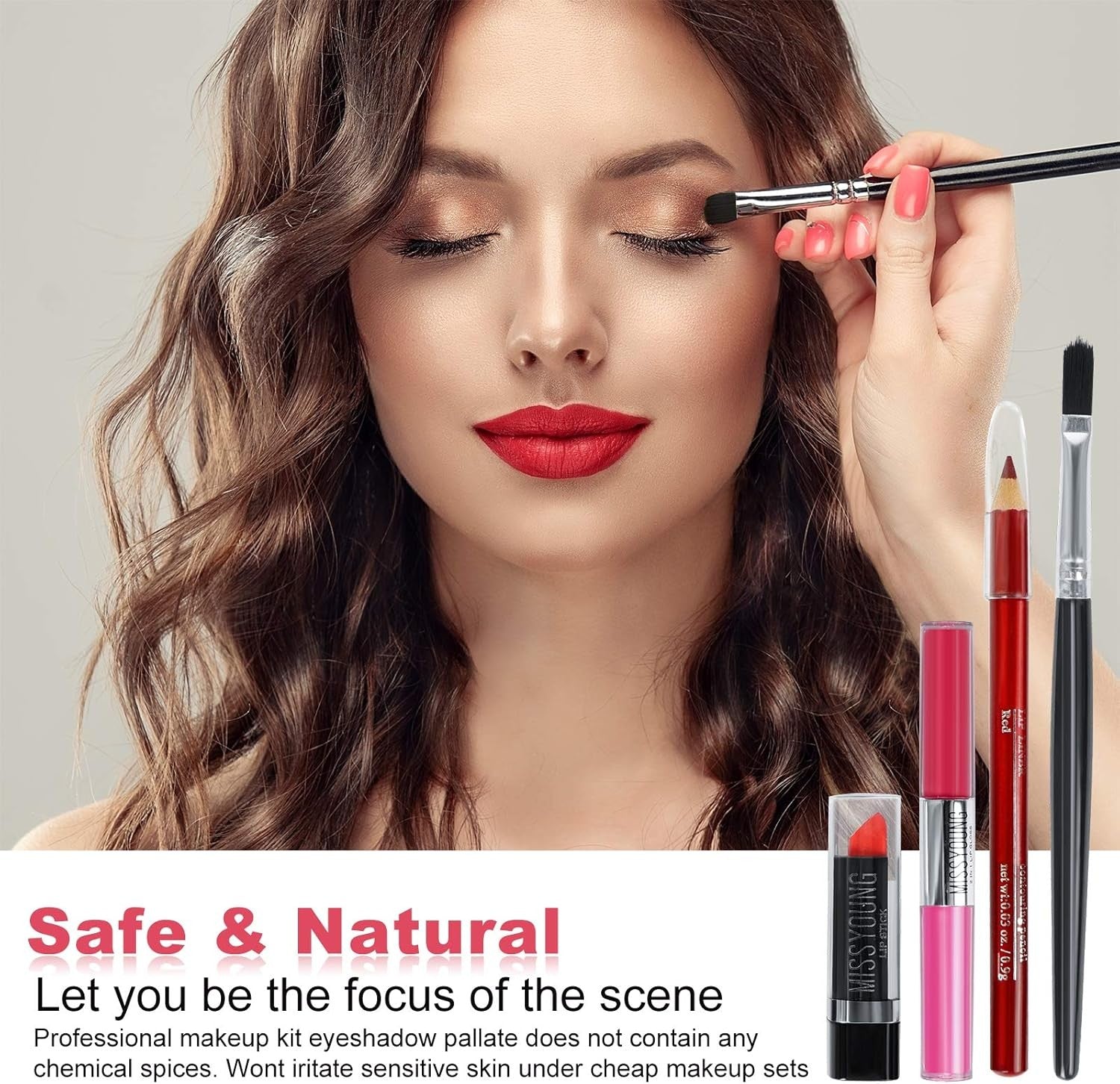 All-in-One Makeup Kit – Eyeshadow, Lip Gloss, Brushes & Case