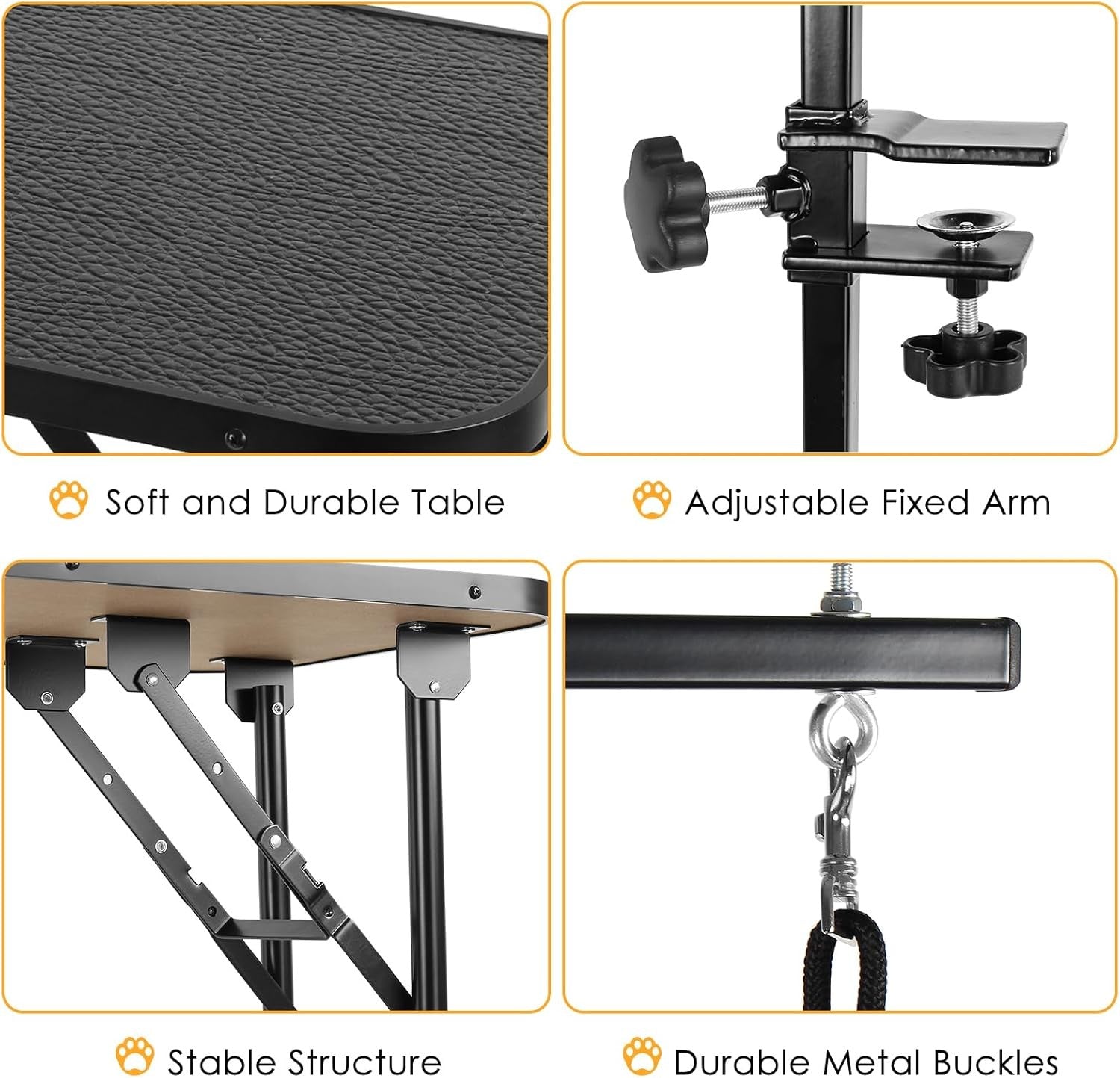 Foldable Dog Grooming Table 32in Non Slip Adjustable Arm Storage Basket