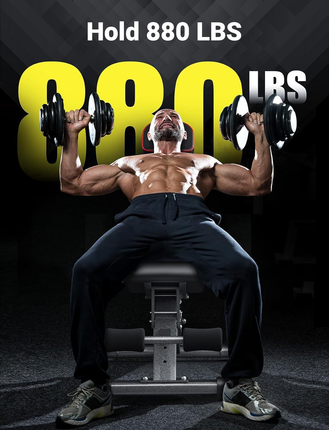 Extra Large Foldable Weight Bench 880lb Vertical Press Full Body Gym