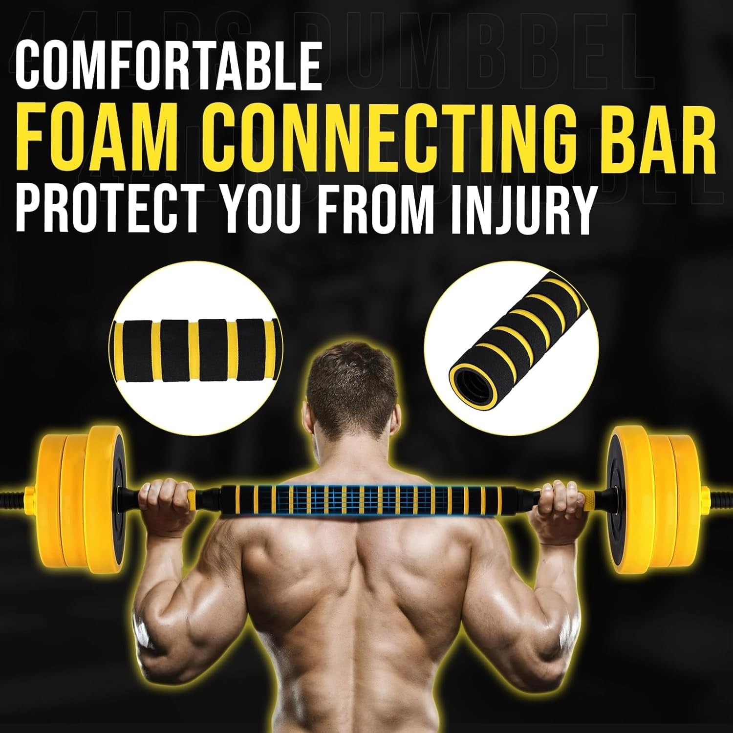 33LB 2-in-1 Adjustable Dumbbell & Barbell Set Foam Grip Home Gym