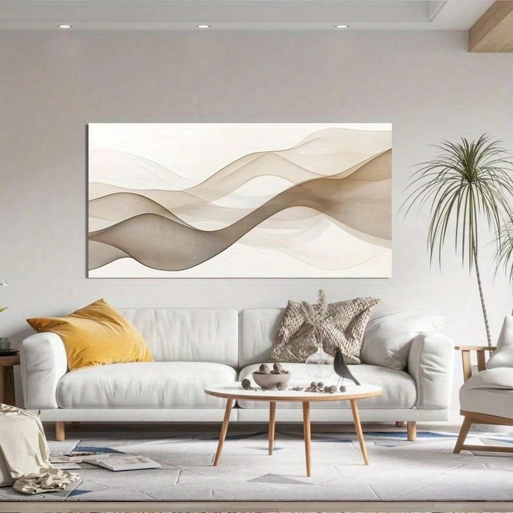 Large Abstract Forest Canvas Wall Art 70x140cm Beige