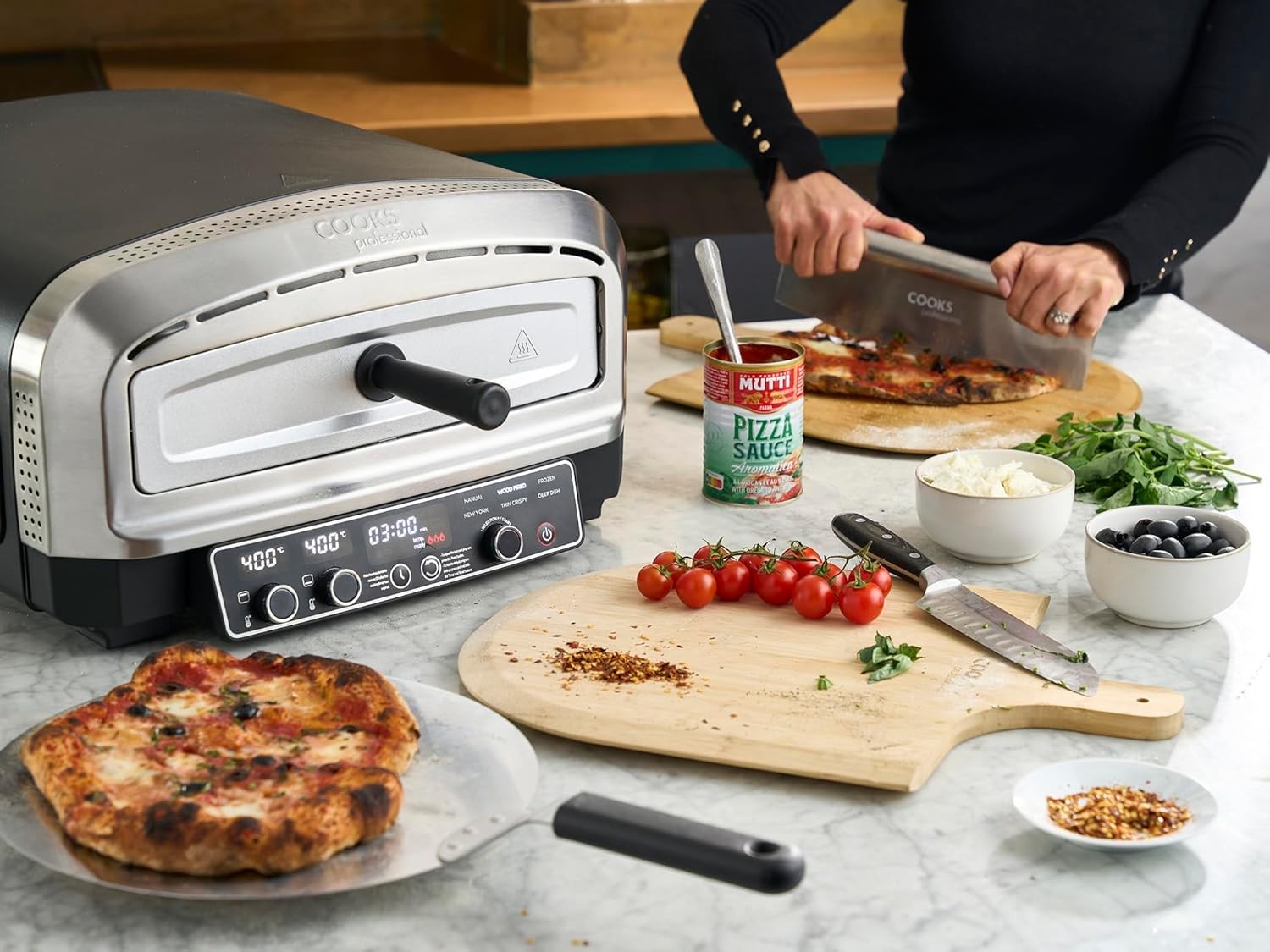 Electric Pizza Oven with Dual Heating & Peel | Indoor Outdoor Pizza Maker 450°C