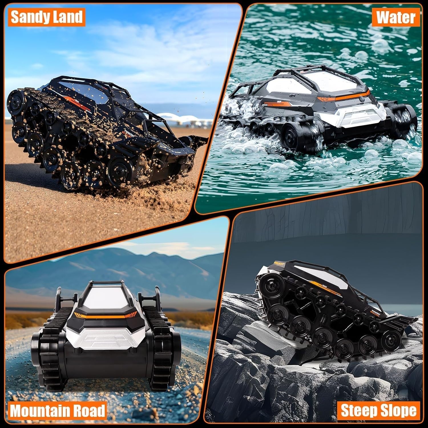 All-Terrain Amphibious RC Car – Remote Control Truck w/ Stunts & 2 Batteries