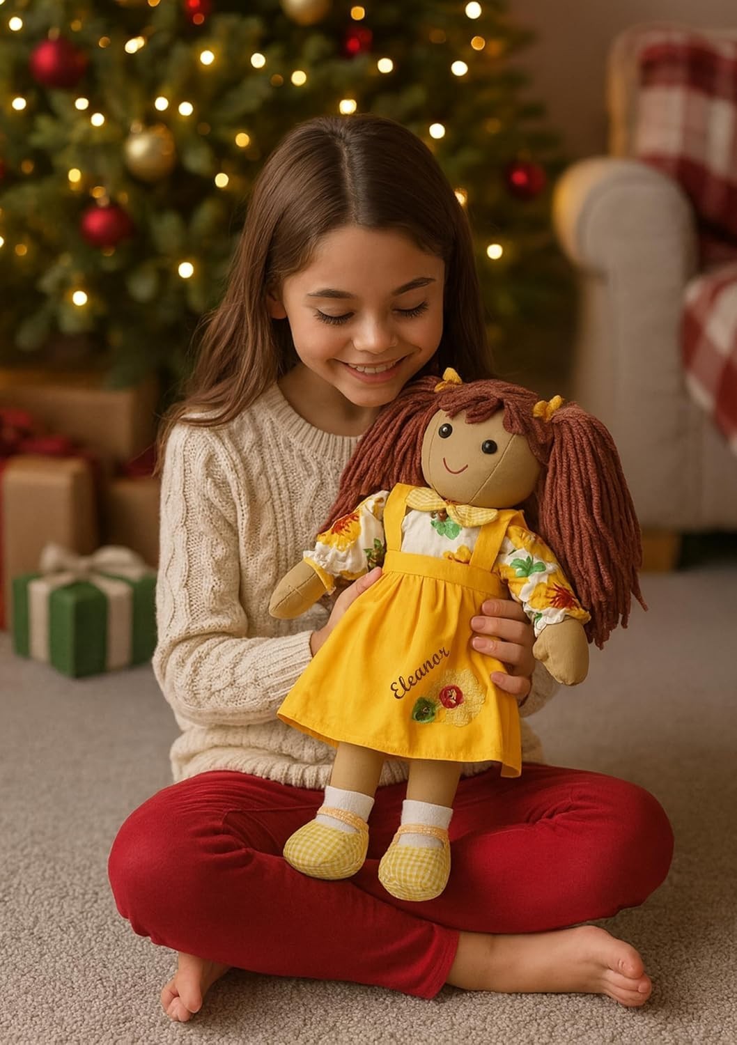 40cm Personalised Sunflower Rag Doll Soft Keepsake Baby Gift Girls