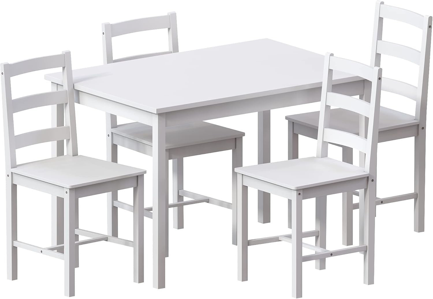 4 Seater White Dining Table Set | Compact Kitchen Furniture with Chairs