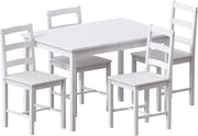 4 Seater White Dining Table Set | Compact Kitchen Furniture with Chairs