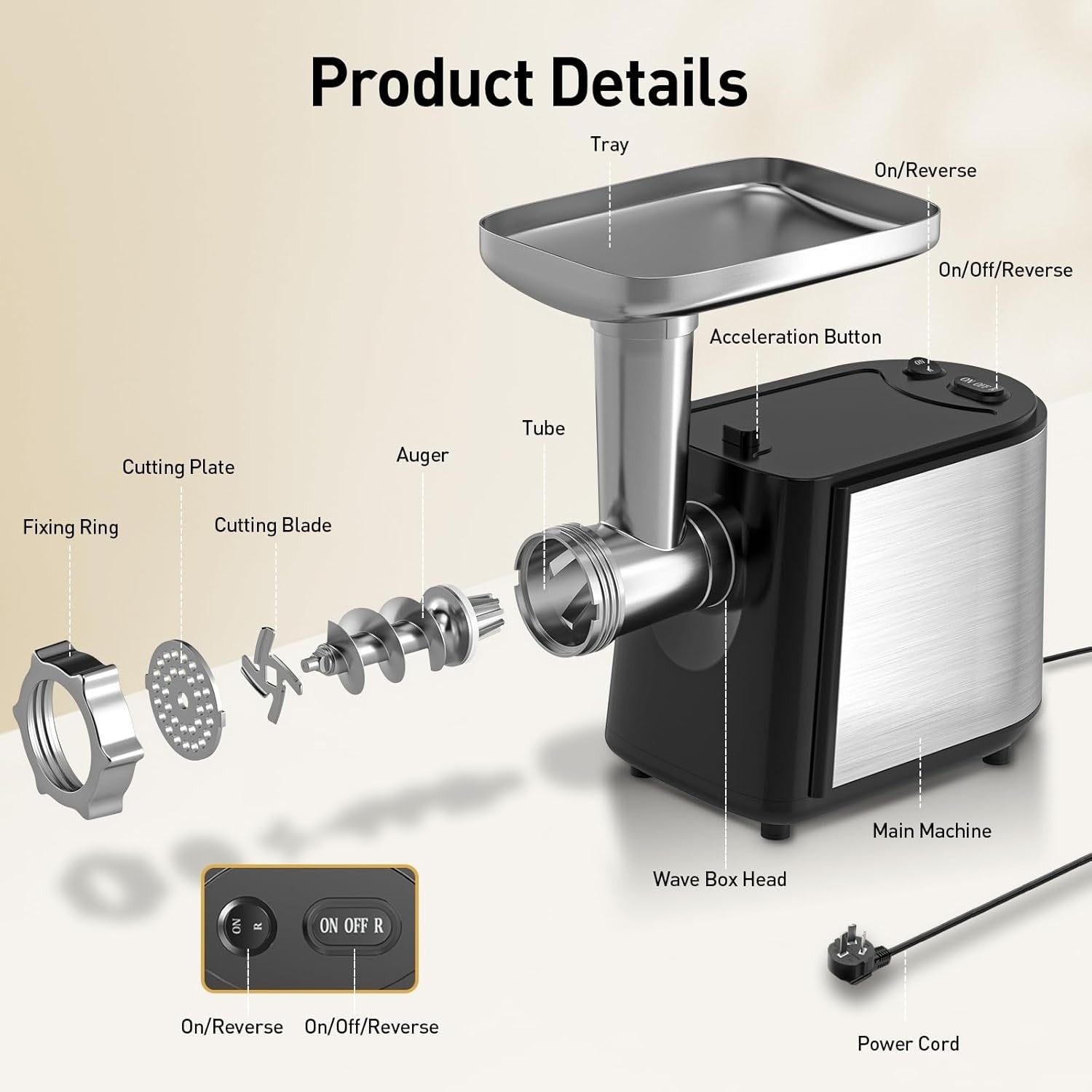 2000W Electric Meat Grinder Sausage Stuffer Food Mincer 8 Attachments