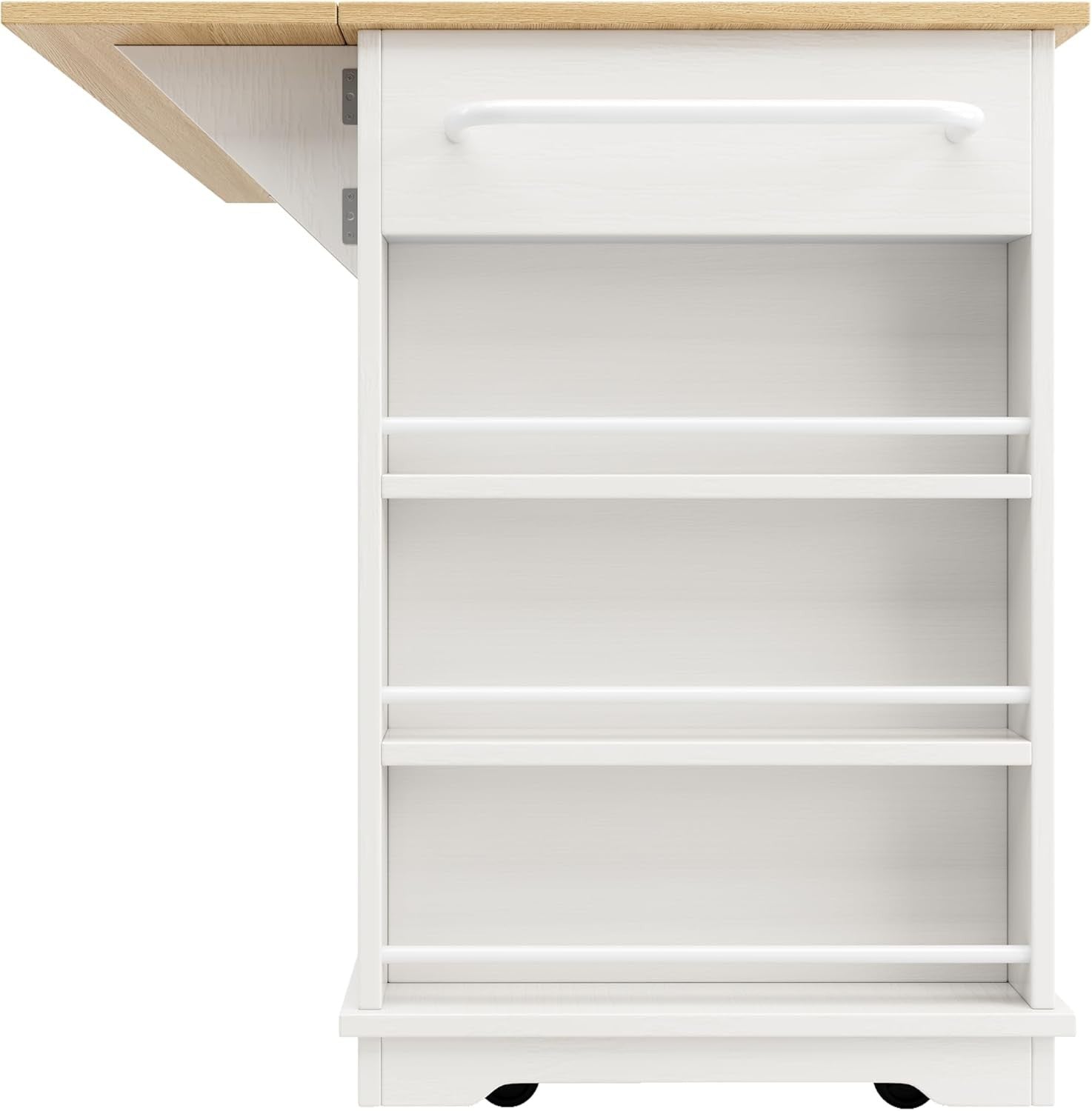 Kitchen Island Trolley with Drawers, Wine Rack & Power Strip, White 151.5x59.7x9