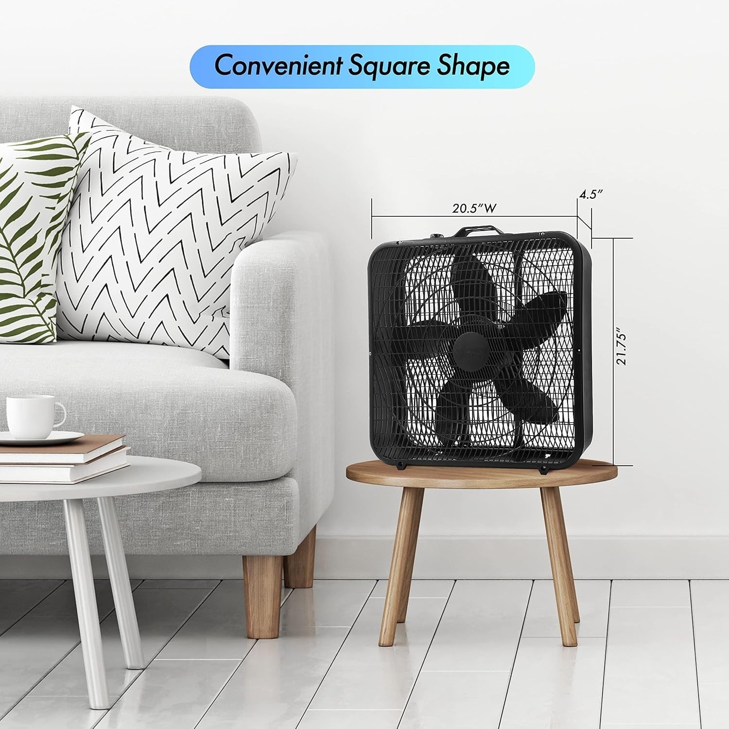 20" Box Fan – 3-Speed High Velocity Adjustable Tilt Quiet Cooling for Home & Gym