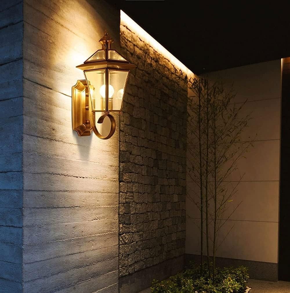 Copper Brass Outdoor Wall Sconce Light E27 Waterproof Vintage