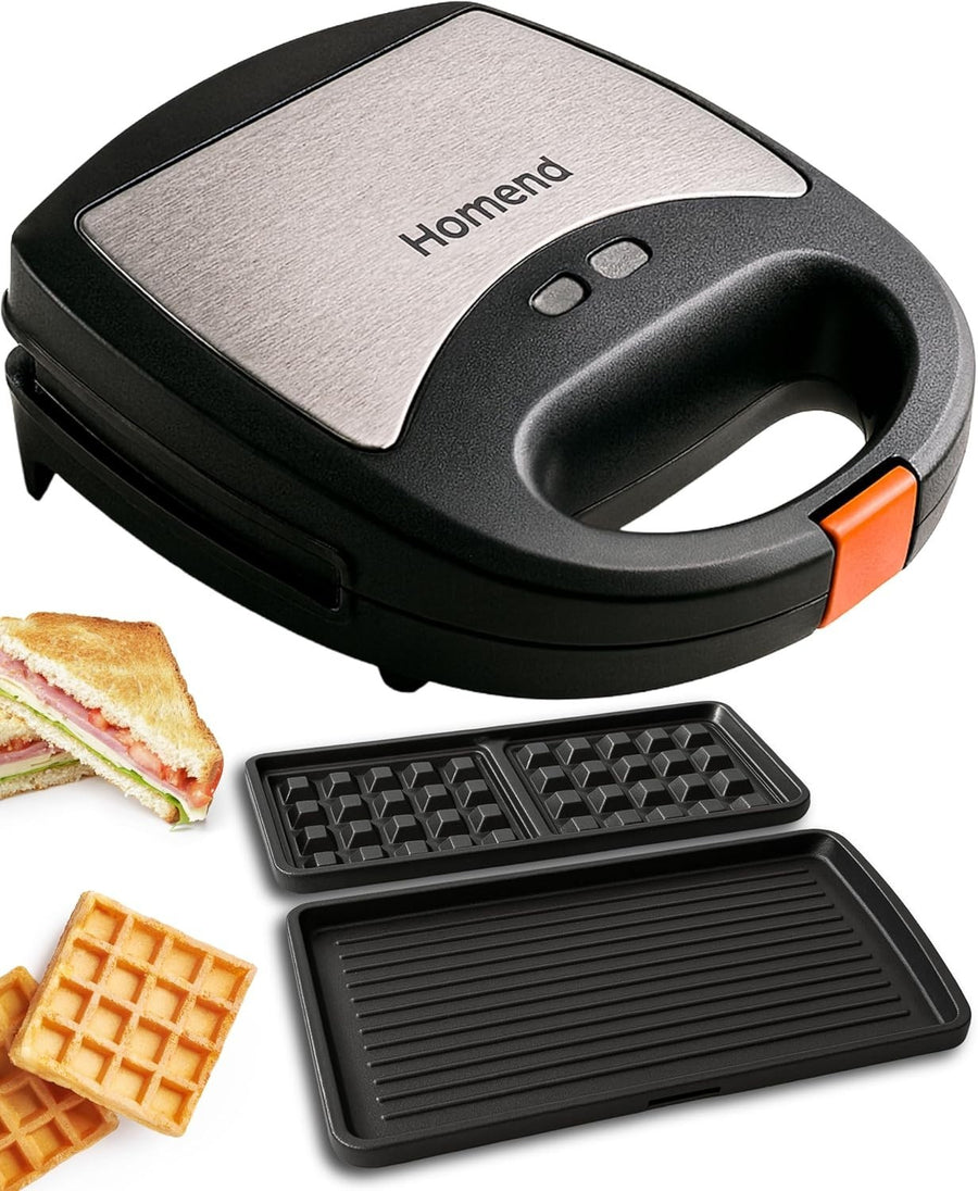 2-in-1 Panini Press & Waffle Maker Compact Vertical Storage 750W