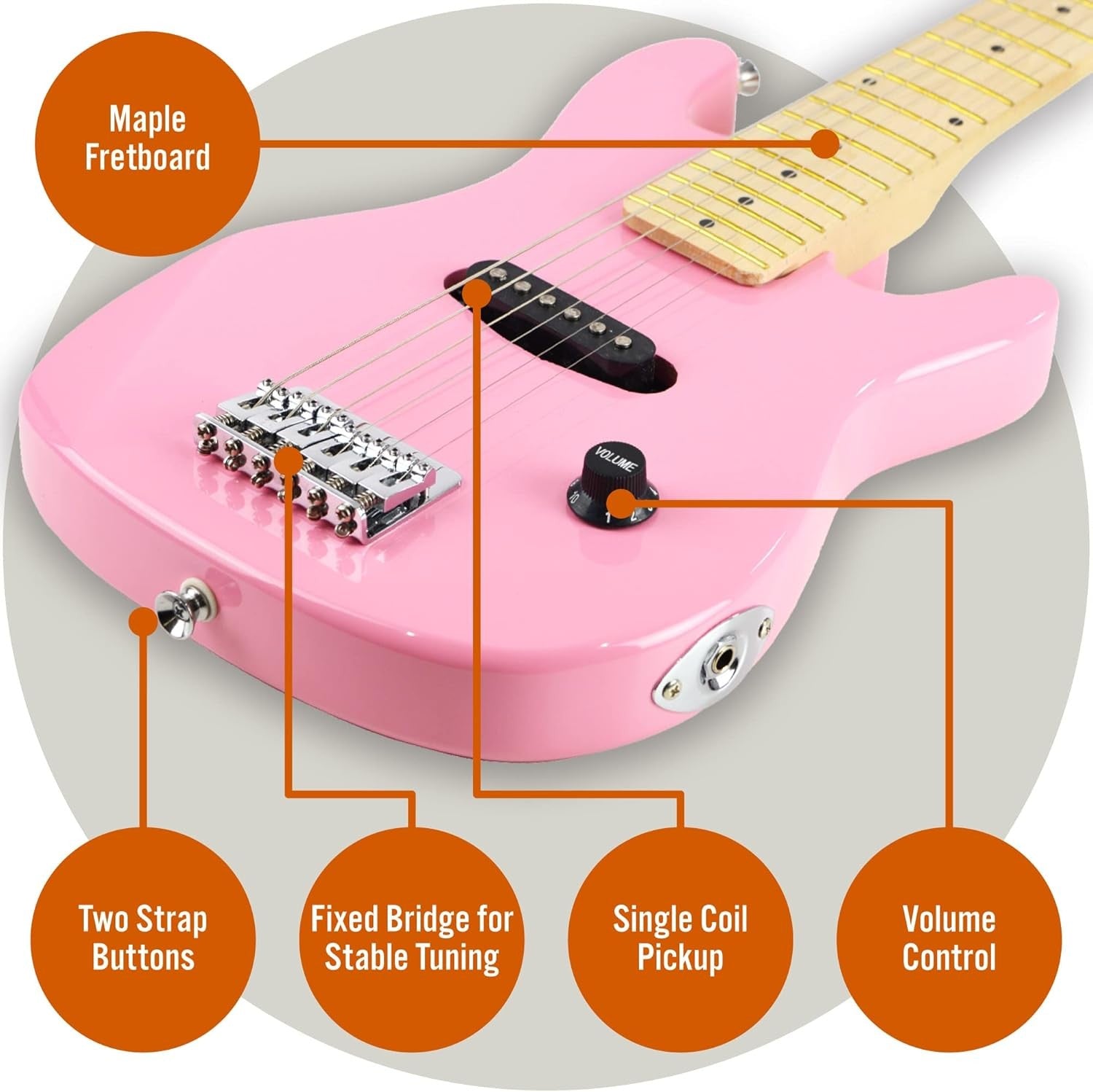 Kids 1/4 Size Electric Guitar Starter Kit Amp Bag Pink
