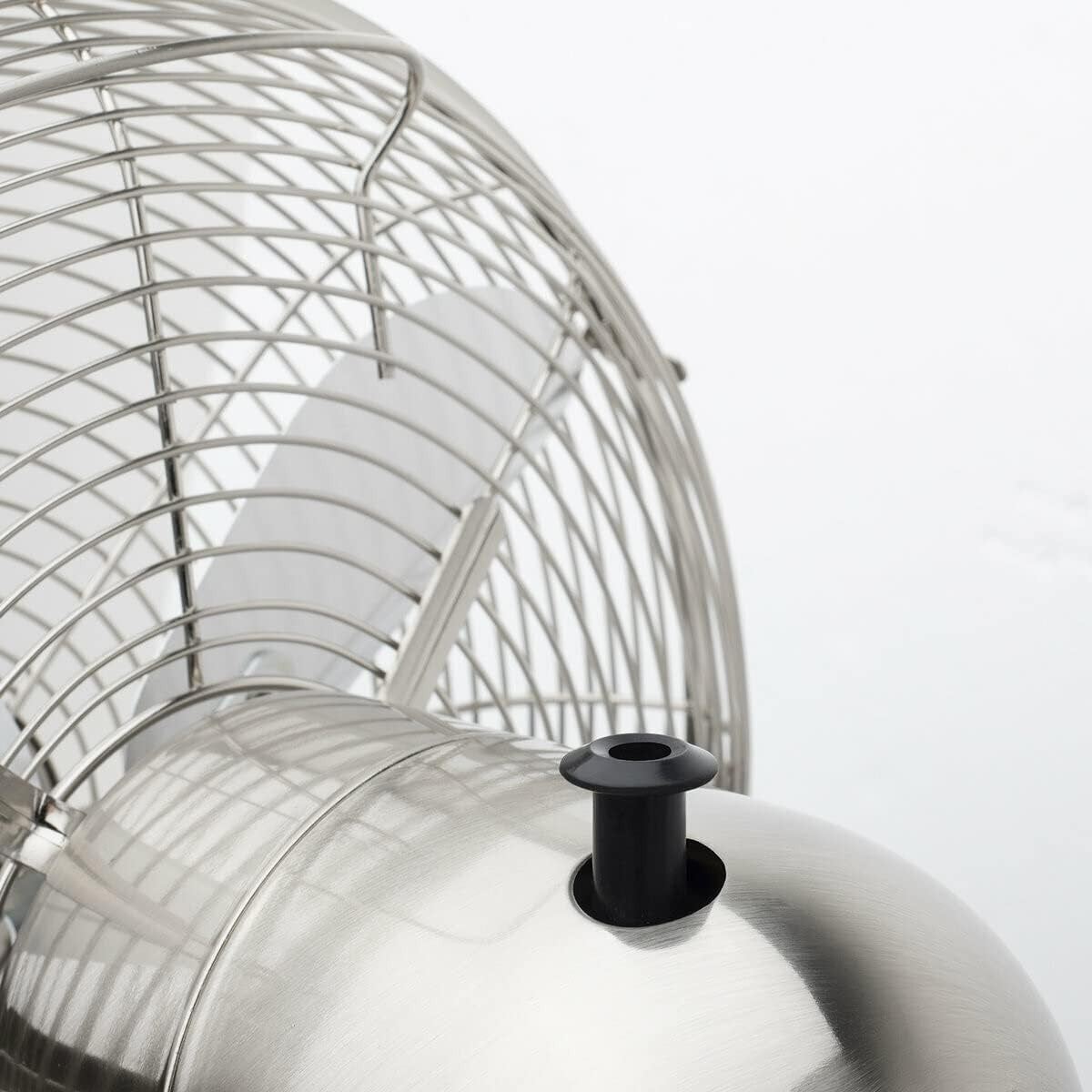 30cm Quiet Metal Table Fan – 3-Speed Retro Oscillating Cooling Silver Design