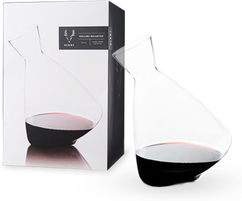 Luxury Crystal Rolling Wine Decanter 75oz – Lead-Free Aeration Carafe Gift