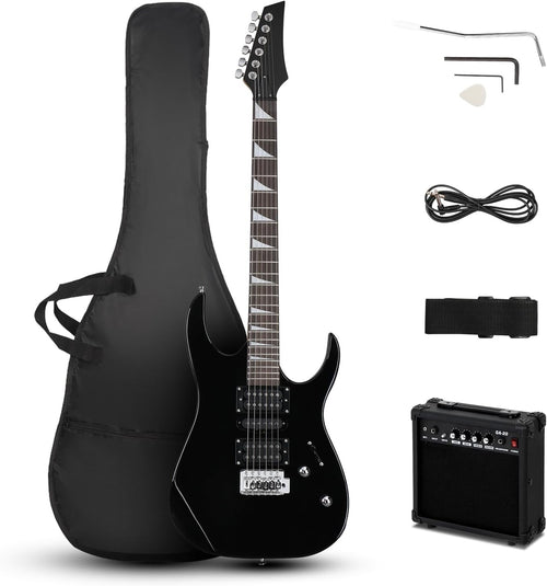39in Electric Guitar Starter Kit Pickups 20W Amp Black