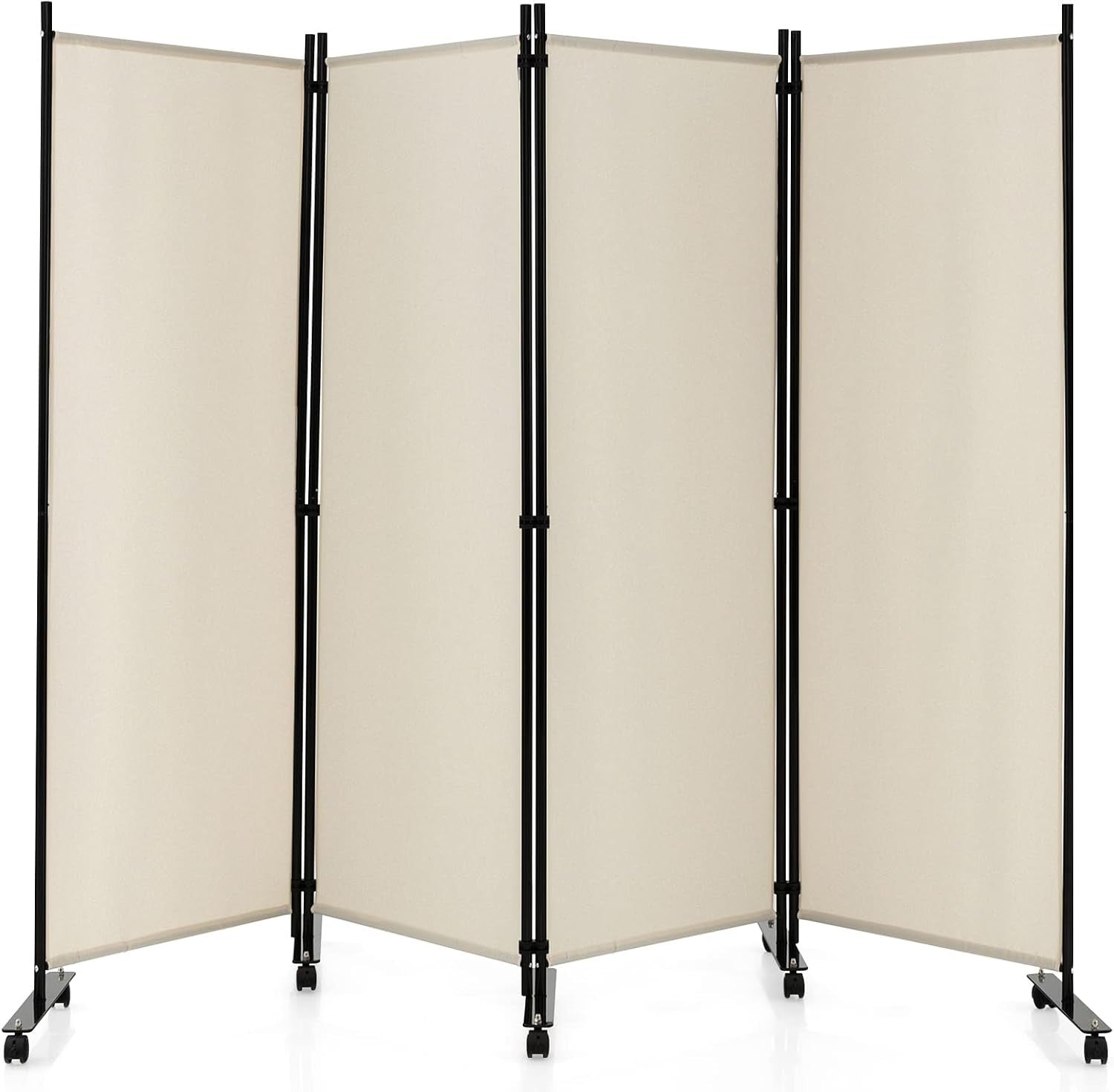 4-Panel White Folding Room Divider 224x30x172cm Privacy Screen Partition