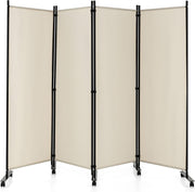 4-Panel White Folding Room Divider 224x30x172cm Privacy Screen Partition