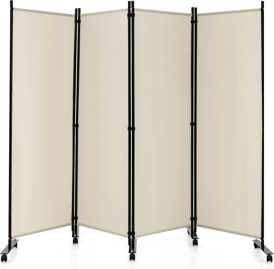 4-Panel White Folding Room Divider 224x30x172cm Privacy Screen Partition