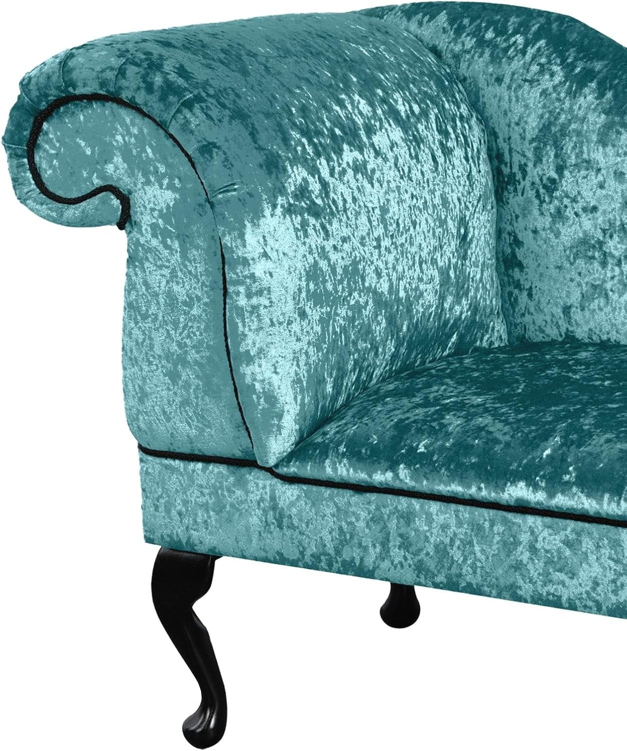 Shimmer Velvet Chaise Lounge Sofa Aqua Blue – Left Hand, UK Handmade